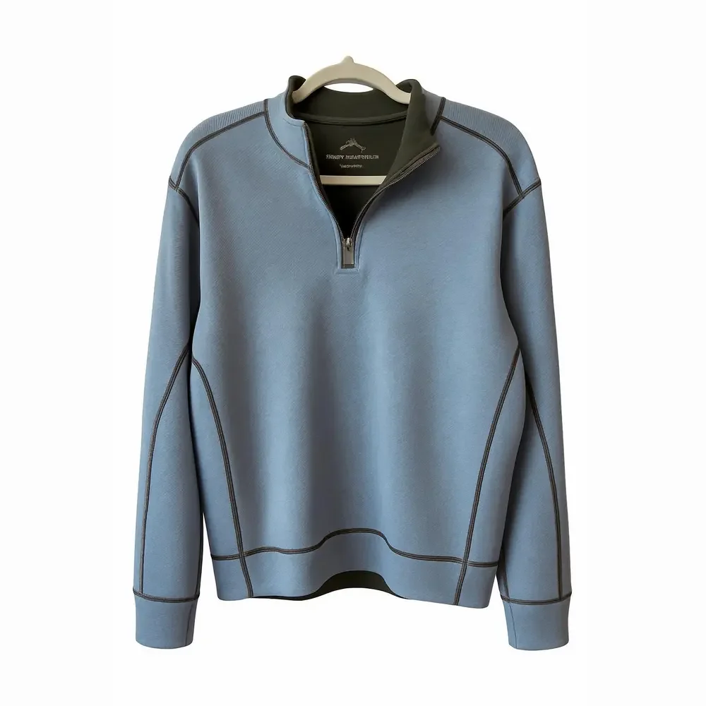 Tommy Bahama Flipshore reversable  Men’s half Zip sweater blue/ grey. XL